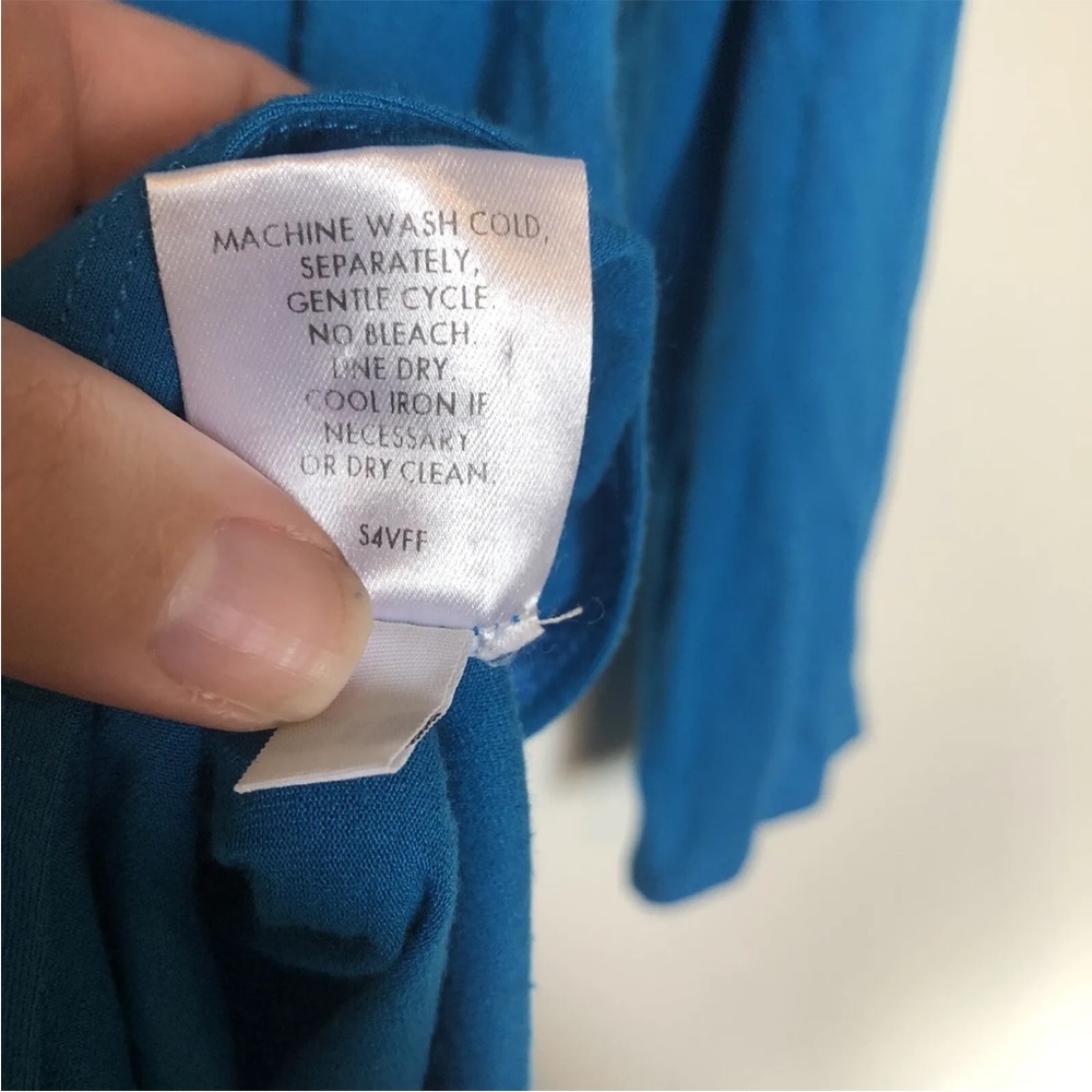 Eileen Fisher T-shirt Dress Tunic Blue Xs Long Sleeve Blue Teal Shift Viscose - Picture 5 of 8